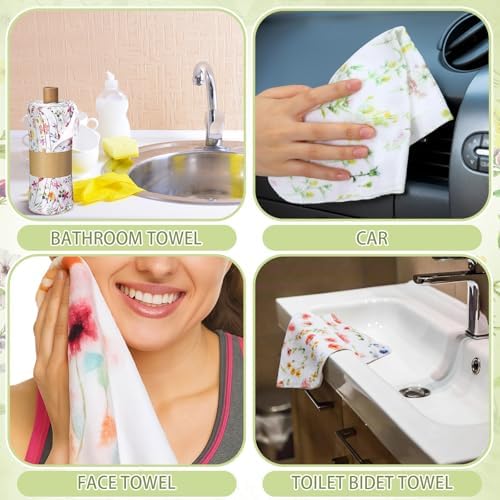 6 Pack Reusable Kitchen Cloths Cotton Towels, Wildflowers - Image 3