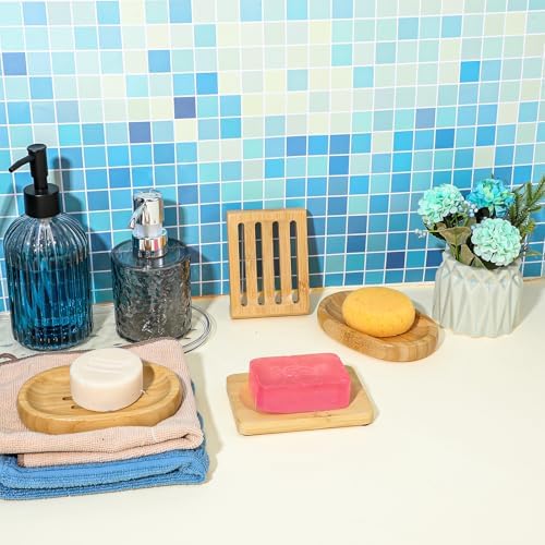 12 Pcs Bamboo Soap Dish Bulk, Self-Draining Non-Slip Bamboo Soap Trays Bulk, Wooden Soaps Holder Tray, Shampoo Bar Holder for Bathroom, Kitchen (3 Sizes) - Image 6