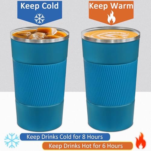 4 Pack Insulated Coffee Mug with Lid 12oz Travel Coffee Tumbler Stainless Steel Reusable Coffee Cups Thermal Coffee Mug for Hot and Iced Cold Drinks, Multicolor - Image 5