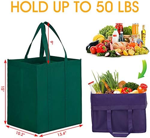 12 Pack Reusable Grocery Shopping Bags Large Foldable Tote Bags Bulk - Image 3
