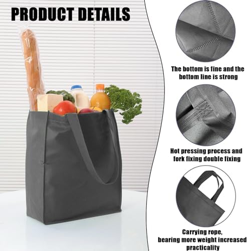 50pcs Reusable Grocery Bags with Handles Non Woven Shopping Tote Bags Bulk - Image 4