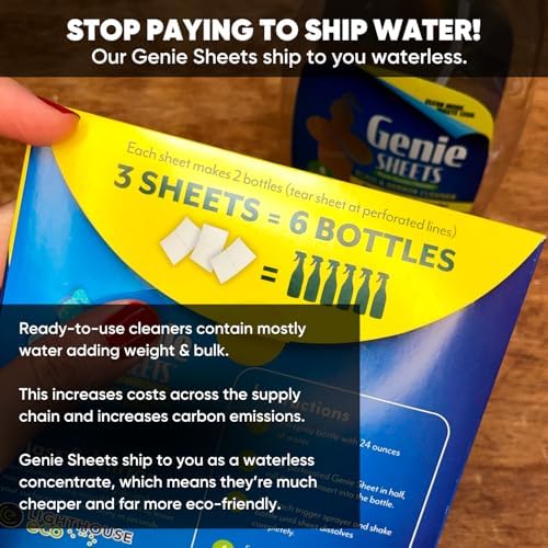 Genie Sheets Glass & Mirror Cleaner | Concentrate Makes 6 24oz Refills | Professional-Strength | Just Add Water | Sustainable Eco-Friendly Plant-Based Solution | 6 Sheets - Image 4
