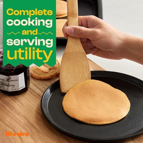Riveira Bamboo Cooking Spoons 6-Piece – Wooden Cooking Utensils Set with Wooden Spoons for Cooking & Spatulas Wooden Utensil Sets – Premium Kitchen Utensils Set – Durable First Apartment Essentials - Image 3