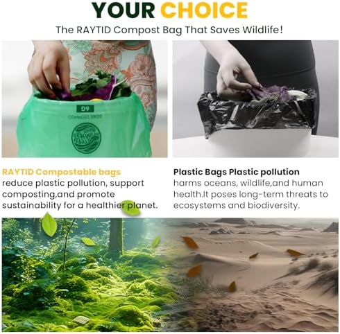 Compostable Bags, 6 Gallon Food Scraps Yard Waste Bags,Fits 5-6-8 Gallon trash can, 30 Liter, 70Count, Heavy Duty 0.85 Mils, ASTMD 6400 Kitchen Trash Bags, BPI&OK compost HOME certified - Image 5