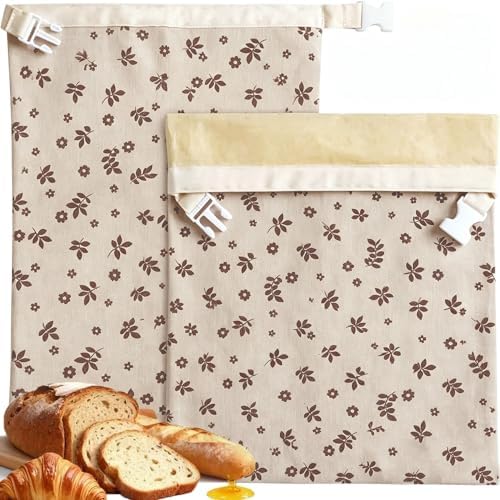 2 Pack Beeswax Bread Bags for Sourdough,Reusable Cotton Beeswax Bag for Homemade Bread,Freezer-Friendly & Freshness Preservation Storage to Keep Fresh by NEOHANA