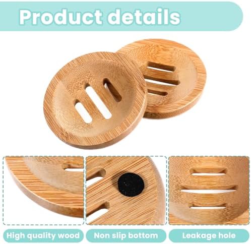 12 Pcs Bamboo Soap Dishes Wooden Soap Tray Soap Holder, Round Soap Dish for Bathroom, Shampoo Bar Holder for Shower Wood Soap Tray for Home Bathroom - Image 3
