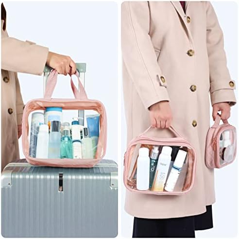 PACKISM Clear Makeup Bag Travel - TSA Approved Toiletry Bag, 3 Pack Pink - Image 4