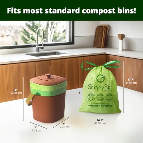Simply Bio 3 Gallon Compostable Trash Bags Liners Drawstring, Heavy Duty Extra Thick 1 Mil, 11.36 Liter, 50 Bags, Small Kitchen Food Scrap Waste Bag, ASTM D6400, US BPI and OK Compost Home Certified - Image 2