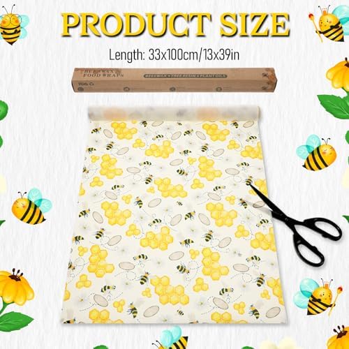 Reusable Beeswax Wraps Roll 13 x 39 Inch, Organic Eco-Friendly Sustainable Beeswax Food Wraps, Food Storage Wraps Beeswax Paper Cloth for Sandwich, Cheese, Fruit, Bread, Snacks - Image 2