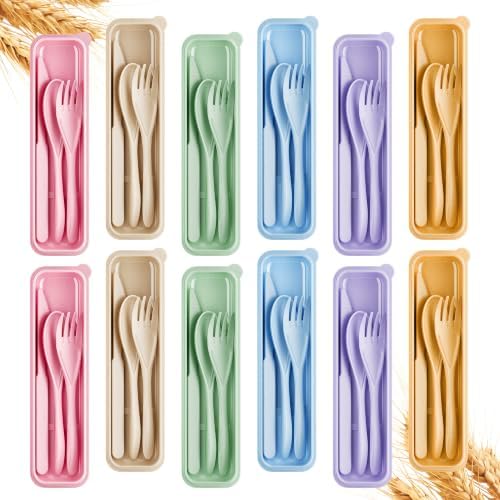 Quatish 12 Sets Travel Utensils Set with Case,Camping Utensils Multicolor by Quatish