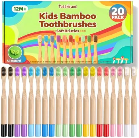 Non-Toxic Kids Bamboo Toothbrushes Set Bulk 20Pcs by Unknown