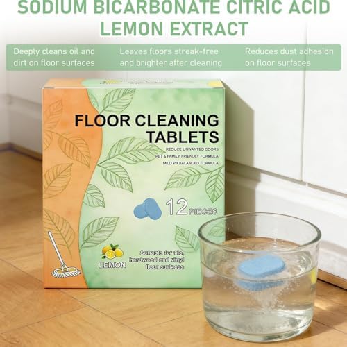 DOUNIU 12pcs Floor Cleaner Tablets, Pre-Measured Dissolvable Cleaning Solution for Tile, Vinyl, Hardwood, Fresh Lemon Scent, Compatible with Robot Mops & Wet/Dry Vacuums (24pcs) - Image 6