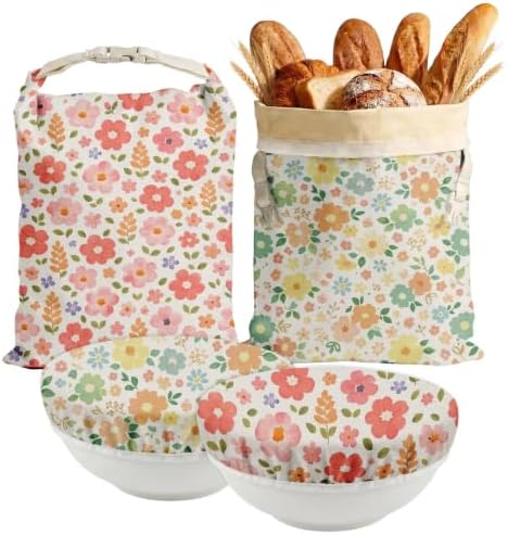 Britimes Reusable Bread Bags Set, Beeswax, XL, Zero Waste, Floral by Britimes