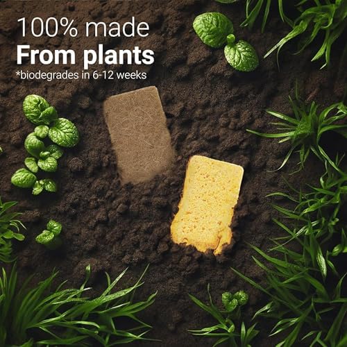 bioGo White 12 Pack Biodegradable Kitchen Sponge - Eco-Friendly, Compostable, Natural Cellulose Dish - Compostable - Biodegradable - Cellulose Sponges Kitchen - Image 3