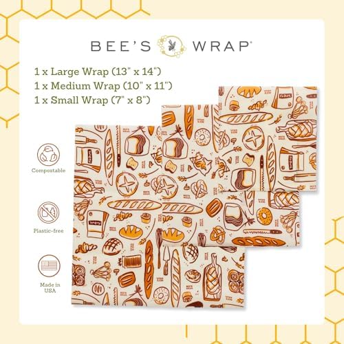 Bee's Wrap Bakery Lane Starter Kit - Beeswax Food Wraps Bundle Includes 1 Bread Wrap, 1 Cut to Size Roll & 3 Assorted Bakery Lane Wraps - Made in the USA Beeswax Reusable Wraps for Food - Image 7