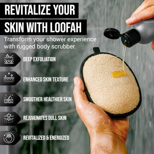 SERRENTO Mens Loofah Body Scrubber - Shower Sponge Luffa 2PCS Baths Hygiene - Image 2