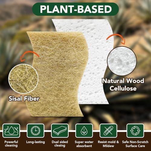 16 Pcs Natural Kitchen Sponges, Non-Scratch Dishwashing - Image 3