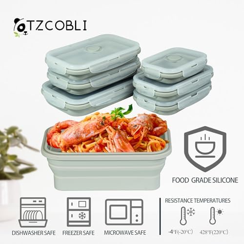 Plus 6PCS Foldable Silicone Food Storage Containers for Kitchen Storage for Leftovers Fruits and Meal Prep Dishwasher Safe Microwave Safe Ideal for Home and Travel (grey, square) - Image 6