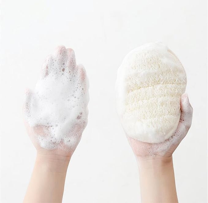 UCINNOVATE Natural Shower Loofah Eco-Friendly Egyptian Sponge 7 Packs, Exfoliating Loofah Sponge Face Pads Scrubber, Large Exfoliating Shower Loofa Body Scrubbers Buff Away Dead Skin for Smoother