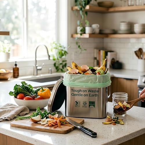 1.6 Gallon Compostable Food Scrap Bags with Handles, 55 Count - Image 4