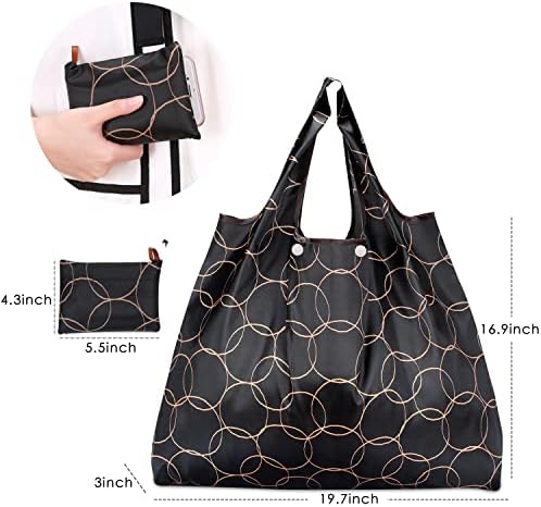 KINGMAS Reusable Grocery Bags, Eco-Friendly Folding Tote Shopping Bag fits in Pocket, Washable Waterproof Nylon Pouch Bags - Image 2