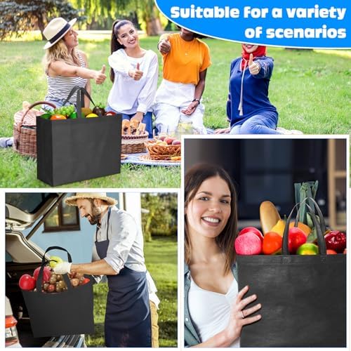 Windyun Reusable Grocery Bags Large Non Woven Shopping Bags with Handles Foldable Portable Tote, 16x6x12 Inch - Image 2