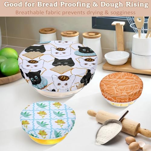 5Pcs Reusable Beeswax Elastic Bowl Covers for Bread Proofing and Food Cover - Image 4