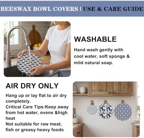 Sitsink Beeswax Bowl Covers Indigo Reusable Food Wrap 5 Pack - Image 6
