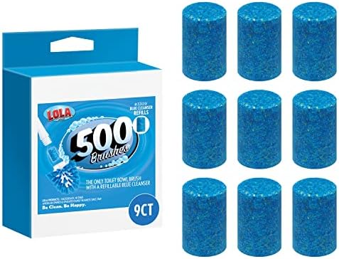 500 Brushes Blue Toilet Bowl Cleanser Tablet Refills, 9 Pack, Replacement Toilet Bowl Cleaner Tablets, Each Tablet Lasts Up to 4 Months by LolaProducts