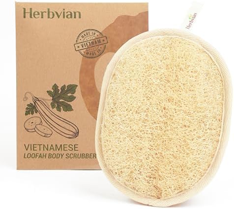 Natural Loofah Exfoliating Body Scrubber Pads for Bath and Shower by Herbvian