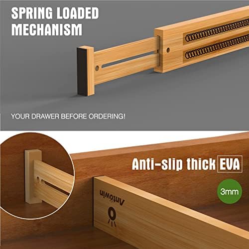 ANTOWIN 4 Pcs Expandable Bamboo Drawer Dividers, Fits 17.6-21.6" Drawers - Image 3