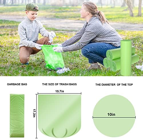 TECHSHARE 1.2 Gallon Biodegradable Trash Bags, 80 Count, Compostable Garbage Bags, 1.5 Gallon Capacity, Green - Image 4