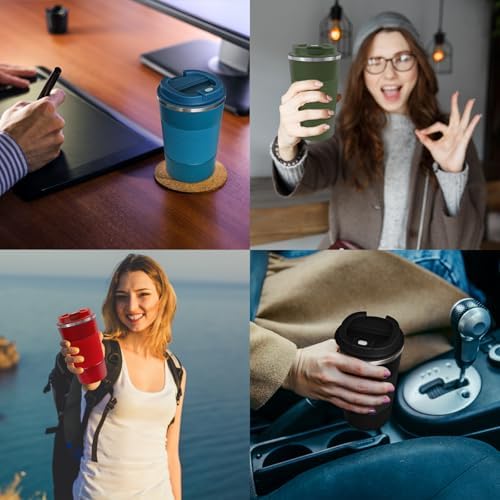 4 Pack Insulated Coffee Mug with Lid 17oz Travel Coffee Tumbler Stainless Steel Reusable Coffee Cups Thermal Coffee Mug for Hot and Iced Cold Drinks, Multicolor - Image 7