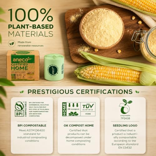 (Include 10 Bonus Bags) ANECO 100% Compostable Waste Bags 2.6 Gallon - Image 4