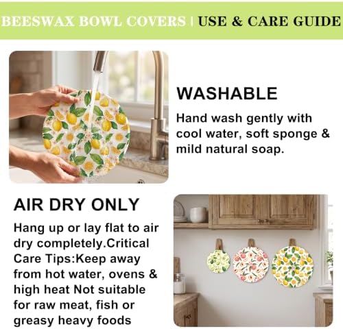 Sitsink Beeswax Bowl Covers Fruit Reusable Food Wrap 5 Pack - Image 6