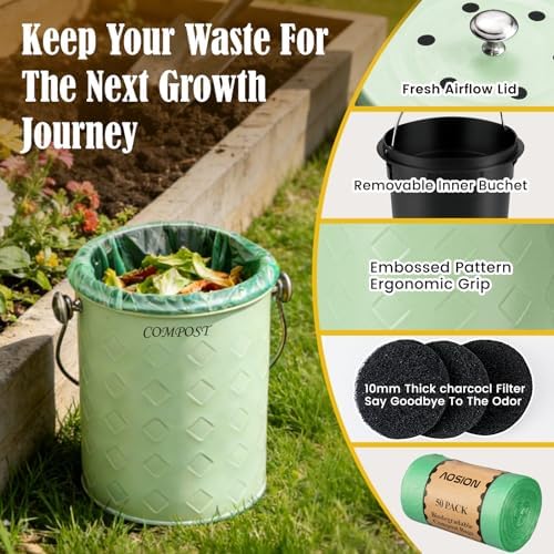 AOSION Countertop Compost Bin Kitchen,Odorless Indoor Compost Bin with Lid - Image 4