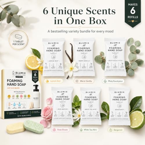 Foaming Hand Soap Refill Tablets, Concentrated Hand Soap Tablets, Just Add Warm Water, For Reusable Foaming Soap Dispensers (6 Count, Variety, Refill Only) - Image 5