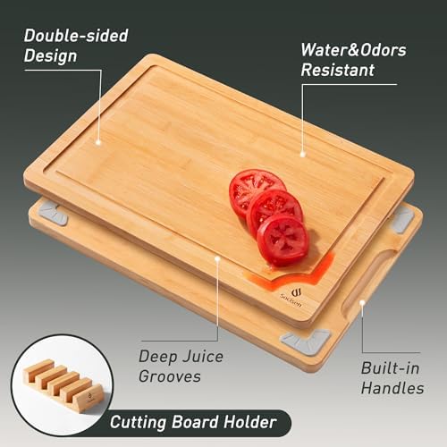 Bamboo Cutting Board Set Non Slip Feet with Holder Over Sink Adult Women Her Sister Aunt Wife Hustband Lady Bestie Soul Happy Christmas Xmas Birthday Gifts Cool Unique Aesthetic 30 40 60 70 Year Old - Image 4