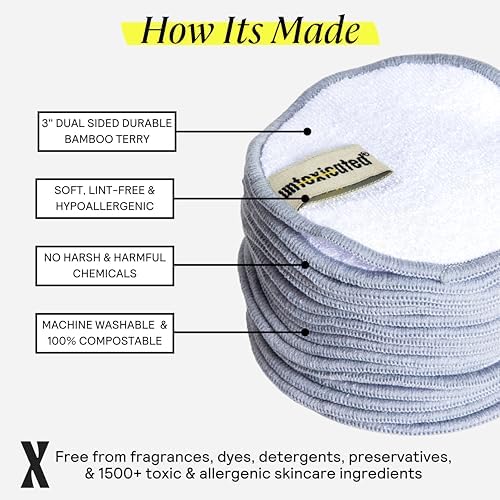 Untoxicated Ultra Soft Cleansing Pads - Double-Layered Reusable Bamboo Terry Rounds - Makeup Removal & Skincare for Sensitive Skin - Soft & Durable - Includes Washable Storage Bag - 10CT - Image 5