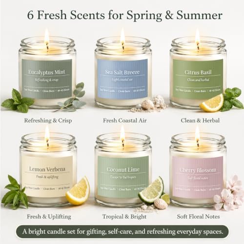 Scented Candles Gift Set,6 Pack Spring Summer Soy Wax Aromatherapy Candles - Image 2