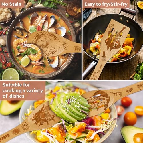 Night Christmas Gifts,Magic Pattern Wooden Cooking Spoons with Apron Oven Mitt Potholder-Halloween Kitchen Decor Cooking Utensils 9pcs,Night Gift for Fans,Women,Mother's Day,Housewarming - Image 5