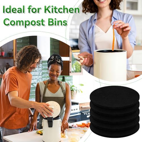 12 Pack 6.7 Inch Charcoal Filter for Kitchen Compost Bin Countertop Bucket - Image 7