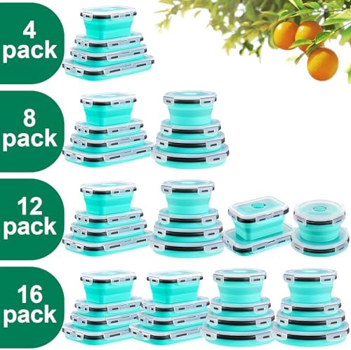 Sudaya 8 Pack Collapsible Food Storage Containers With Lids, Collapsible Storage Containers Sets Silicone Collapsible Bowls For Camping, RV Accessories, Travel Trailer Must - Image 2