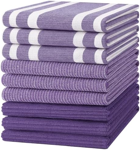 Homaxy Cotton 380 GSM Premium Kitchen Towels, 18"x 28", 9 Pack, Purple by Homaxy