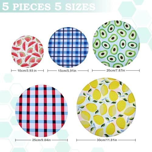 5Pcs Reusable Beeswax Elastic Bowl Covers for Bread Proofing and Food Cover - Image 2