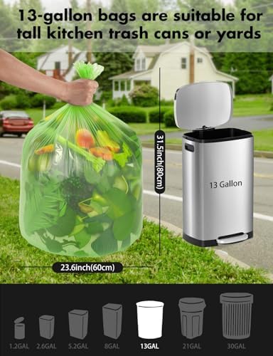 Trash bags 13 Gallon Biodegradable: Aievrgad Garbage bags for tall kitchen trash can liner, 50 count,Unscented, Heavy Duty, Thickened, for food/kitchen waste or Graden,green 50L - Image 6