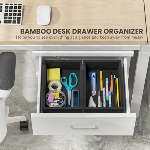 Bamboo Kitchen Drawer Organizer, 2-Pack, 9" x 6" x 2.5", Black - Image 4