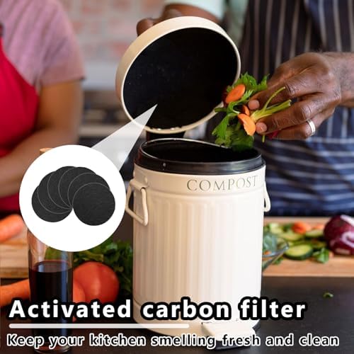 6 Pack Compost Bin Filter,6.7 Inch Compost Filters for Countertop Bin,Charcoal Filters for Kitchen Compost Bin,Filters for Compost Pails,Activated Charcoal Home Bucket Refill Sets,Round(Black) - Image 6