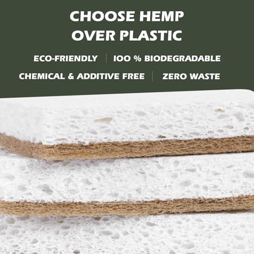 Isshah Plant-Based Kitchen Sponges - FSC Certified and PETA Approved, Natural, Eco-Friendly, Biodegradable Sisal Hemp Sponges for Dishes, Cleaning Sponge for Kitchen, Bathroom, Household - 12 Count - Image 3