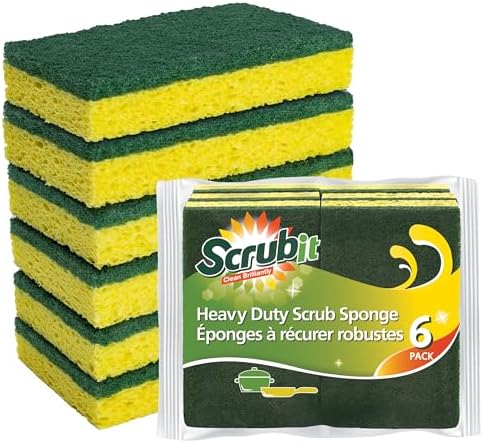 SCRUBIT Heavy Duty Scrub Sponge - Made from Tough Cellulose - Eco Friendly - Lasts for Months of Heavy Duty Kitchen Cleaning (12 Pack) by SCRUBIT